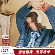 兩三事同頻奏鳴 2025春季新款休閑花色綁帶連帽針織裙寬松連衣裙 藍(lán)色-y S
