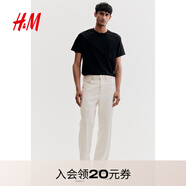 H&M男裝女裝T恤秋季透氣圓領短袖運動上衣短袖內搭打底衫0685816 黑色 M 175/100