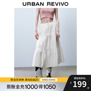 UR2025秋季新款女裝時(shí)尚休閑甜美蝴蝶結(jié)系帶半裙UYY550026 本白 (有內(nèi)襯) XS
