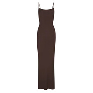 SK&SAskims soft lounge long slip dress 女螺紋莫代爾魚(yú)尾裙吊帶長(zhǎng)裙 棕色cocoa(無(wú)標(biāo)) XXS _不退可換碼