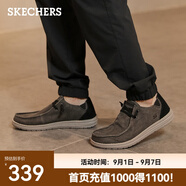 斯凱奇（Skechers）男鞋夏季商務(wù)休閑鞋季百搭時(shí)尚帆布鞋舒適復(fù)古一腳蹬66387 黑色/BLK 43