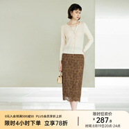 顏域優(yōu)雅蕾絲提花半身裙女2024新款秋季輕熟法式復古半裙高腰裙子 駝色 XL/42