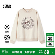 森馬（Semir）[商場同款]女oversize發(fā)熱抗菌2024冬季繡花抓絨上衣101724116004