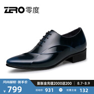 零度Zero皮鞋尖頭正裝鞋時尚男士正裝商務(wù)德比鞋新郎婚鞋伴郎鞋英倫風(fēng) 藍(lán)色 【亮面款-偏瘦一碼】 40 (250mm)