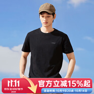 拓路者（Pioneer Camp）男士短袖t恤純棉圓領(lǐng)寬松上衣夏季新款純色商務(wù)休閑男裝中青年 黑色 2XL