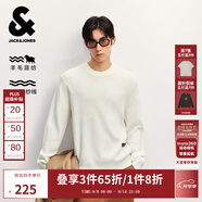 杰克·瓊斯（JACK&JONES）男裝25年秋冬季毛衣男士潮流圓領(lǐng)針織衫可機(jī)洗套頭打底衫羊毛衫 奶白A42 M 175