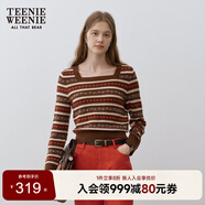 Teenie Weenie小熊女裝毛衣冬季方領撞色提花鏤空復古休閑時尚上衣