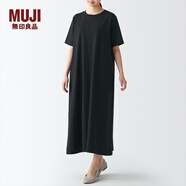 無印良品 MUJI 女式 粗棉線 天竺編織 喇叭形連衣裙 BBP29A2S 黑色 M-L