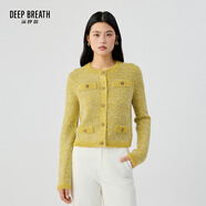 深呼吸DEEP BREATH女裝復(fù)古蔥紗小香風(fēng)針織開衫女A400677 芥末黃 L (4)