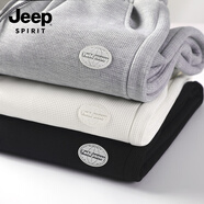 JEEP SPIRIT休閑褲秋季華夫格褲子系帶束腳哈倫褲K186 黑色 L