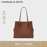 CHARLES&KEITH質(zhì)感純色大容量手提包托特包包女包女士生日禮物CK2-30781650-6 Chocolate巧克力色 XL