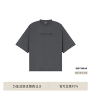 BODYDREAM索羅娜涼感短袖男夏季重磅破洞情侶裝t恤五分袖休閑上衣 炭灰色 （破洞版） M