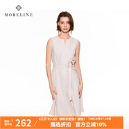 MORELINE沐蘭商場同款法式優(yōu)雅連衣裙2025年夏新款高級感V領(lǐng)系腰裙中長款 云米白 2XL