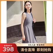 敦奴（DUNNU）dunnu敦奴24秋新款收腰挺闊西裝裙設計師款無袖連衣裙 灰色 M