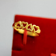 KZD老鳳凰999黃金雙心女戒黃金戒指日韓時(shí)尚開(kāi)口女愛(ài)心戒指馬年禮物 四心形活口女戒