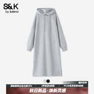 班尼路S&K系列連衣裙子女裝新款連帽高級感衣服小個子秋裝時尚潮流長裙 麻灰#純色 M