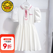 G.DUCKKIDS女童學(xué)院風(fēng)POLO領(lǐng)裙子夏裝網(wǎng)紅中大兒童公主裙洋氣女孩甜美連衣裙 白色 140 cm適合8-9歲