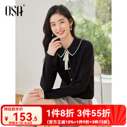 歐莎（OSA）千金小香風(fēng)減齡內搭娃娃領(lǐng)針織衫2025秋新款打底衫毛衣女上衣氣質(zhì) 黑色A XL