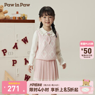 PawinPaw卡通小熊童裝秋冬女寶學(xué)院風(fēng)毛織百褶裙套裝 Pink粉紅色/25 100 cm