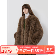 付智恩晨霧童話 進(jìn)口托斯卡納半卷皮草外套高級(jí)質(zhì)感立領(lǐng)皮毛一體 摩卡棕-長款 M