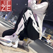 JEZE春秋季帥氣嘻哈褲子女韓版潮學(xué)生寬松運動(dòng)褲顯瘦新款休閑百搭超火 三桿字母黑【z】 M 【90-100斤】