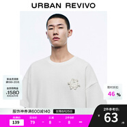 UR【明星同款】2025夏季新款七夕男裝休閑立體圖案短袖T恤UMM450044 本白 M