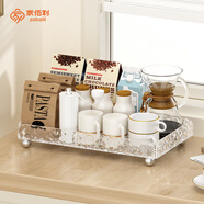 家佰利瀝水杯架收納置物架茶杯玻璃杯托盤(pán)放杯子架輕奢家用客廳 亞克力托盤(pán)【中號透明款】