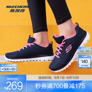 斯凱奇（Skechers）鞋運動鞋女款透氣跑步鞋媽媽鞋健步鞋輕便慢跑鞋子夏季 12615-NVHP 海軍藍色/桃紅色 37.5