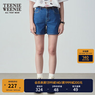Teenie Weenie小熊女裝夏季簡(jiǎn)約時(shí)尚牛仔短褲時(shí)尚高腰褲子女韓版 深藍(lán)色 XS (155)