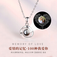 Djin投影銀項鏈女100種語言定制吊墜鎖骨鏈老婆情人節(jié)生日禮物送女友 D702投影彩圖版（模塊+彩圖）