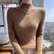 皮爾卡丹（pierre cardin）品牌高檔輕奢一線(xiàn)成衣純山羊絨衫女秋冬半高領(lǐng)洋氣內搭修身毛衣打 品牌高端新品-金駝色 【100%正品羊絨衫】 M 【95-105斤】