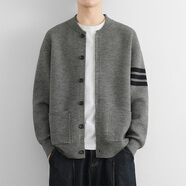 倉(cāng)石一樹(shù) KAZUKI KURAISHI倉(cāng)石一樹(shù)針織衫開(kāi)衫外套男士春秋季2025新款毛衣夾克拼色高級(jí)感 灰色 L