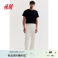 H&M男裝女裝T恤秋季透氣圓領(lǐng)短袖運(yùn)動(dòng)上衣短袖內(nèi)搭打底衫0685816 黑色 M 175/100