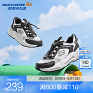 斯凱奇（Skechers）男童抽繩透氣運(yùn)動鞋405256L 白色/黑色/WBK 27.5