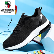 西域駱駝（VANCAMEL）高品質(zhì)夏季新款高彈飛織爆米花底透氣舒適運(yùn)動鞋 黑色 39