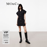 MO&Co.連衣裙夏工裝口袋寬肩剪裁低腰挺括襯衫領(lǐng)(附腰帶)摩安珂 深寶藍色 S 160