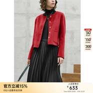 顏域簡約毛呢外套女士冬裝2025新款氣質顯瘦時尚短款羊毛雙面呢大衣 紅色 M/38