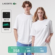 LACOSTE法國鱷魚男女同款情侶寬松休閑圓領(lǐng)短袖T恤|TH2748 3YD/白色 L /180