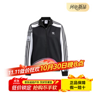 阿迪達(dá)斯（adidas）originals ADIBREAK 三葉草 條紋印花拉鏈羅紋立領(lǐng)復(fù)古夾克 女款  黑色 XS