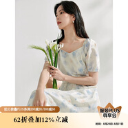茵曼（INMAN）法式暈染女裝V領(lǐng)吊帶連衣裙2025夏季新品裙子 月藍-短袖  XL 