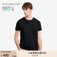 TOMMY HILFIGER【輕柔感】夏季男裝純棉休閑簡約內搭百搭圓領短袖上衣T恤10839 黑色BDS S (推薦：120-135斤)