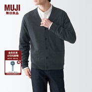 無印良品 MUJI 男式 美利奴羊毛可水洗V領(lǐng)開衫長袖針織衫男士毛衣冬季男款 深灰色 S (165/84A)