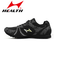 海爾斯（HEALTH）田徑鞋705長(zhǎng)跑鞋男女比賽跑鞋透氣體育鞋 黑色_經(jīng)典跑鞋舒適耐穿 36