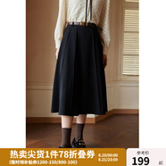 獨(dú)束[神裙3.0版]獨(dú)束大碼女裝高腰半身裙女秋冬微胖mm遮胯顯瘦A字裙 靜謐黑 2XL