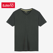 班尼路 BALENO新款短袖T恤男衣服純色圓領(lǐng)t恤男打底衫半袖男短袖V領(lǐng)男裝 V領(lǐng)56G深墨綠 2XL