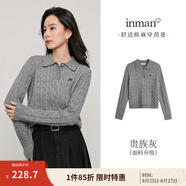 茵曼（INMAN）七夕毛衣女POLO領(lǐng)2025春季套頭針織衫女裝新款通勤長袖毛衣上衣 貴族灰 S