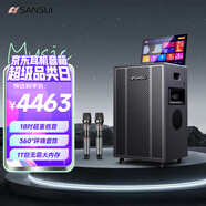 山水（SANSUI）便攜戶外廣場舞拉桿智能音響帶顯示屏家庭ktv音響套裝家用點歌機Q189 1T電木吉他民謠樂器音箱