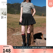 三彩大碼女裝2025秋款褶皺花苞裙半身裙松緊高腰短裙胖MM 經(jīng)典黑 S 155/68B