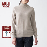 無印良品 MUJI 女式  天竺 高領(lǐng)毛衣 女款黑色長袖針織衫秋冬毛衫BAG05A0A 燕麥色 XL