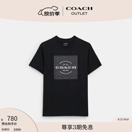 蔻馳（COACH）奧萊男士男裝經(jīng)典標(biāo)志SQUARE T恤春夏款短袖 黑色 2XL